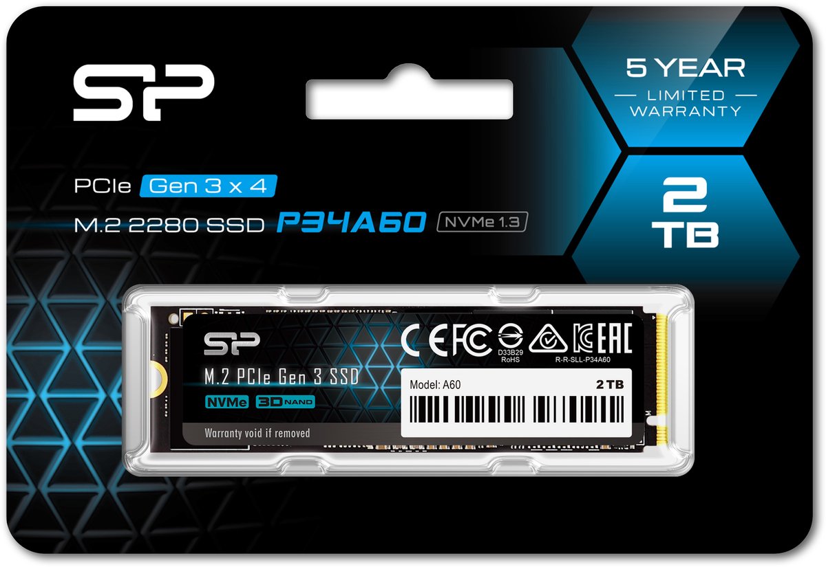 Silicon Power - P34A60e Ssd - Pcie Gen3X4 - Nvme M.2 2280 - 2Tb opslag - afbeelding 4
