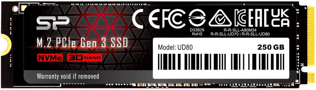 Silicon Power Silicon Power Sp500Gbp34Ud8005, 500Gb Silicon Power Ud80 Pcie Gen3X4 Nvme Max 3400/3000 Mb/S