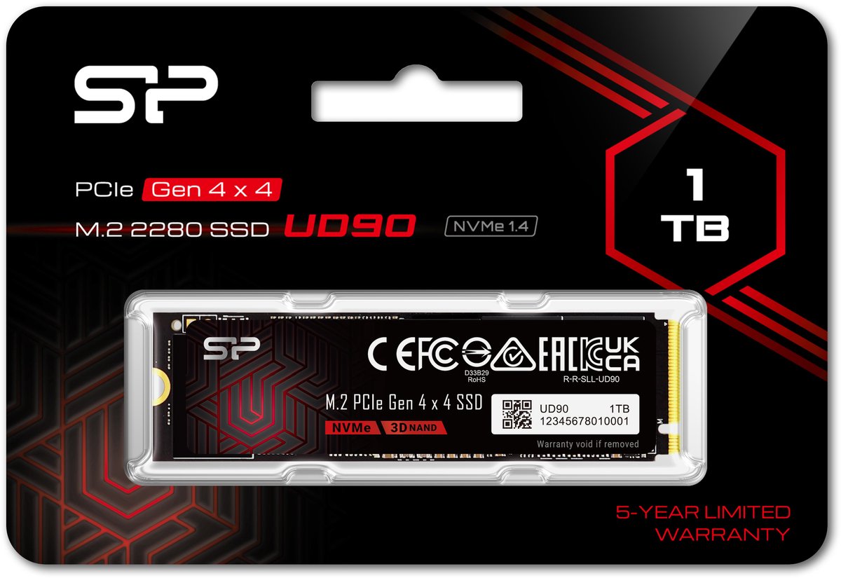 Silicon Power - Ud90e Ssd - Pcie Gen4X4 - Nvme M.2 2280 - 1Tb opslag - afbeelding 6