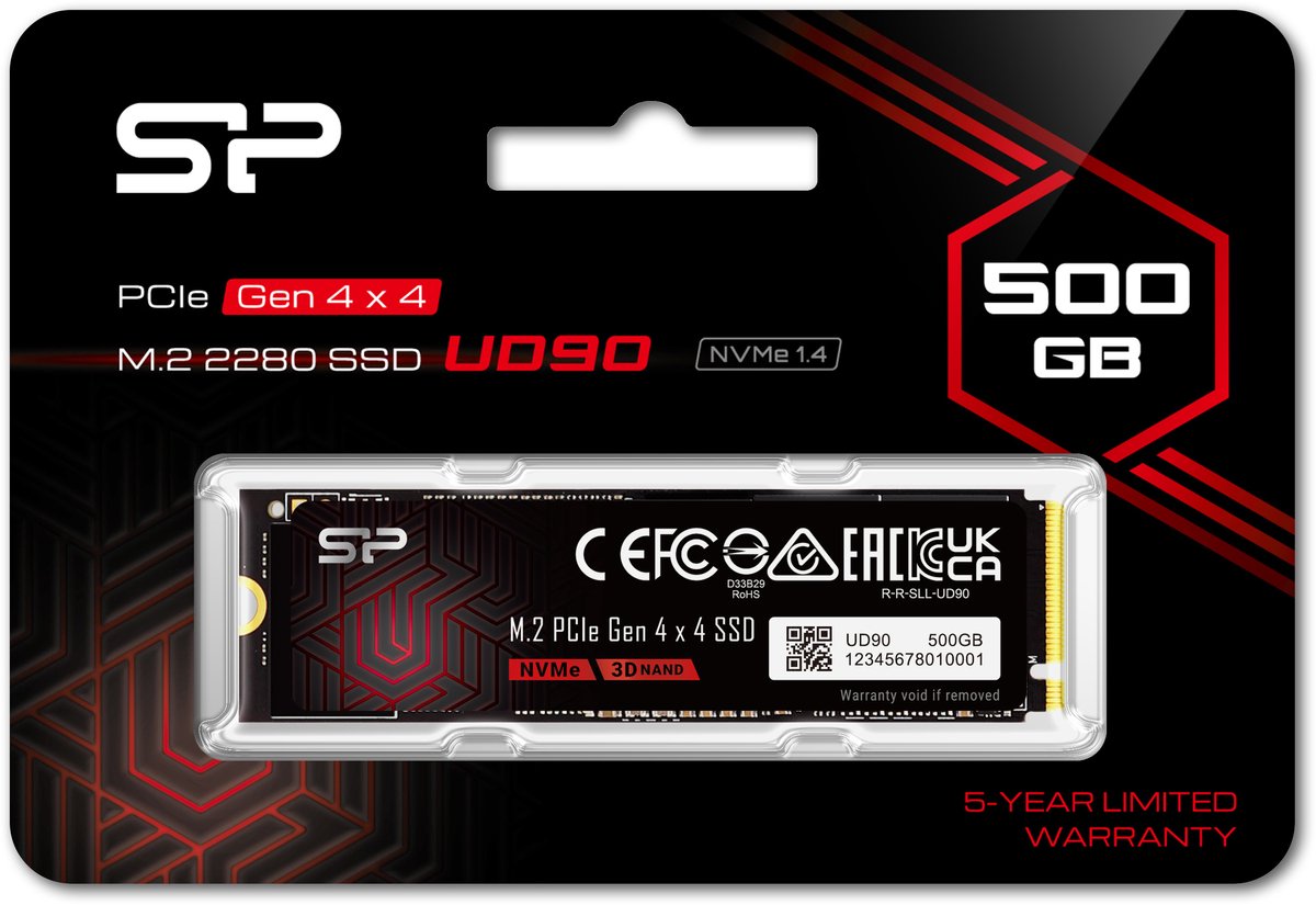 Silicon Power - Ud90e Ssd - Pcie Gen4X4 - Nvme M.2 2280 - 500Gb opslag - afbeelding 6