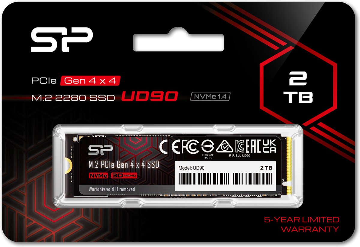 Silicon Power - Ud90e Ssd - Pcie Gen4X4 - Nvme M.2 2280 - 2Tb opslag - afbeelding 5