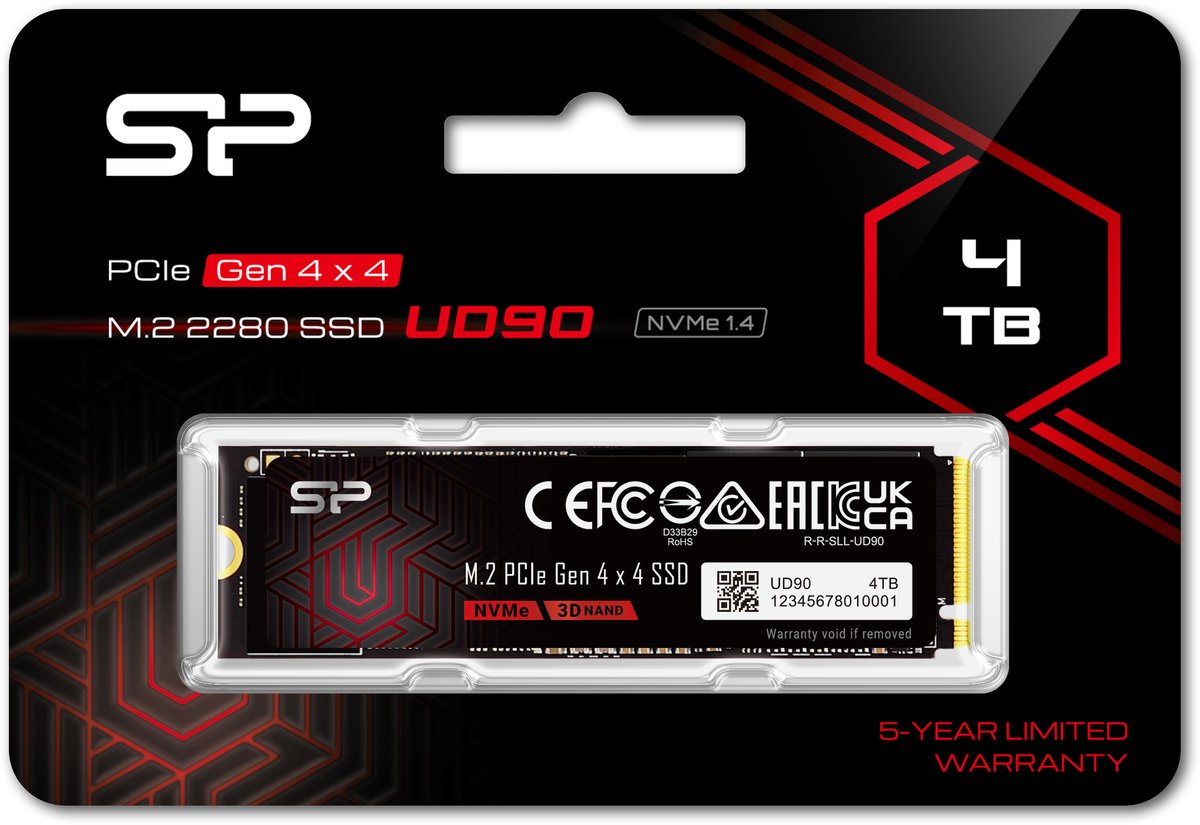 Silicon Power - Ud90e Ssd - Pcie Gen4X4 - Nvme M.2 2280 - 4Tb opslag - afbeelding 4