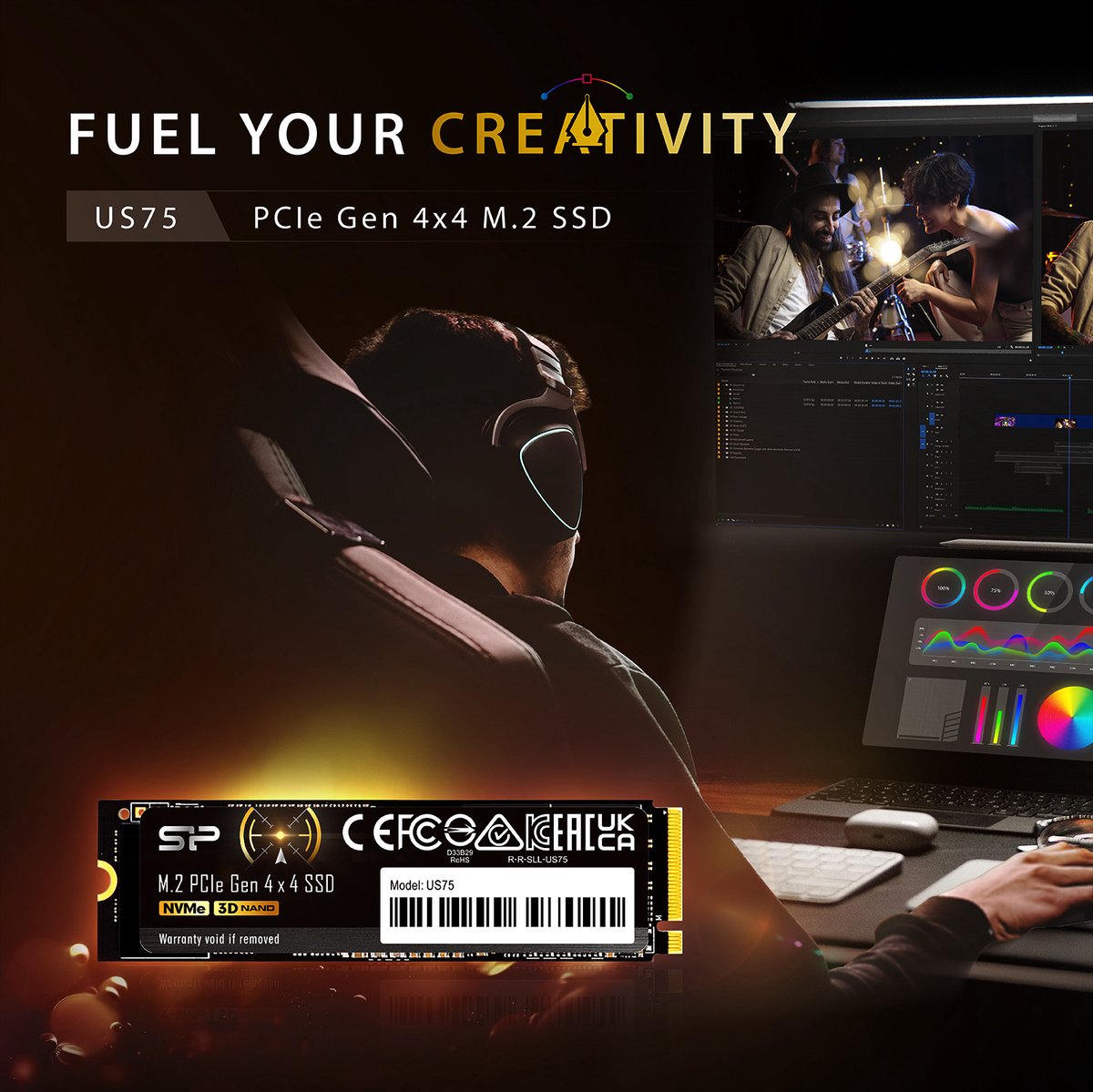 Silicon Power - Us75e Ssd - Pcie Gen4X4 - Nvme M.2 2280 - Ps5 Compatible - 1Tb opslag - afbeelding 3