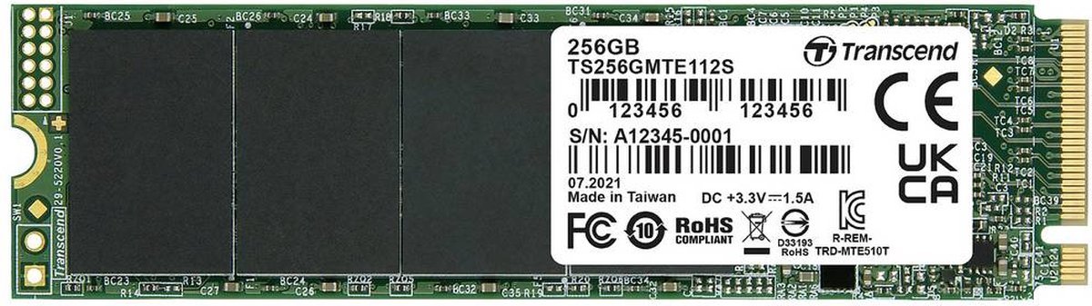Transcend Transcend 112S 256 Gb Nvme/Pcie M.2 Ssd 2280 Harde Schijf Pcie Nvme 3.0 X4 Retail Ts256Gmte112S