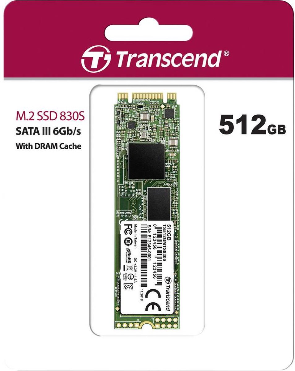 Transcend 830S Sata M.2 Ssd 2280 Harde Schijf 512 Gb M.2 Sata 6 Gb/S opslag - afbeelding 2