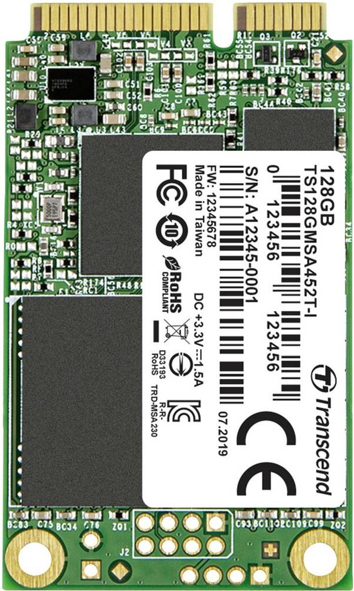 Transcend Transcend Msa452T-I 128 Gb Msata Ssd Harde Schijf Sata 6 Gb/S Ts128Gmsa452T-I