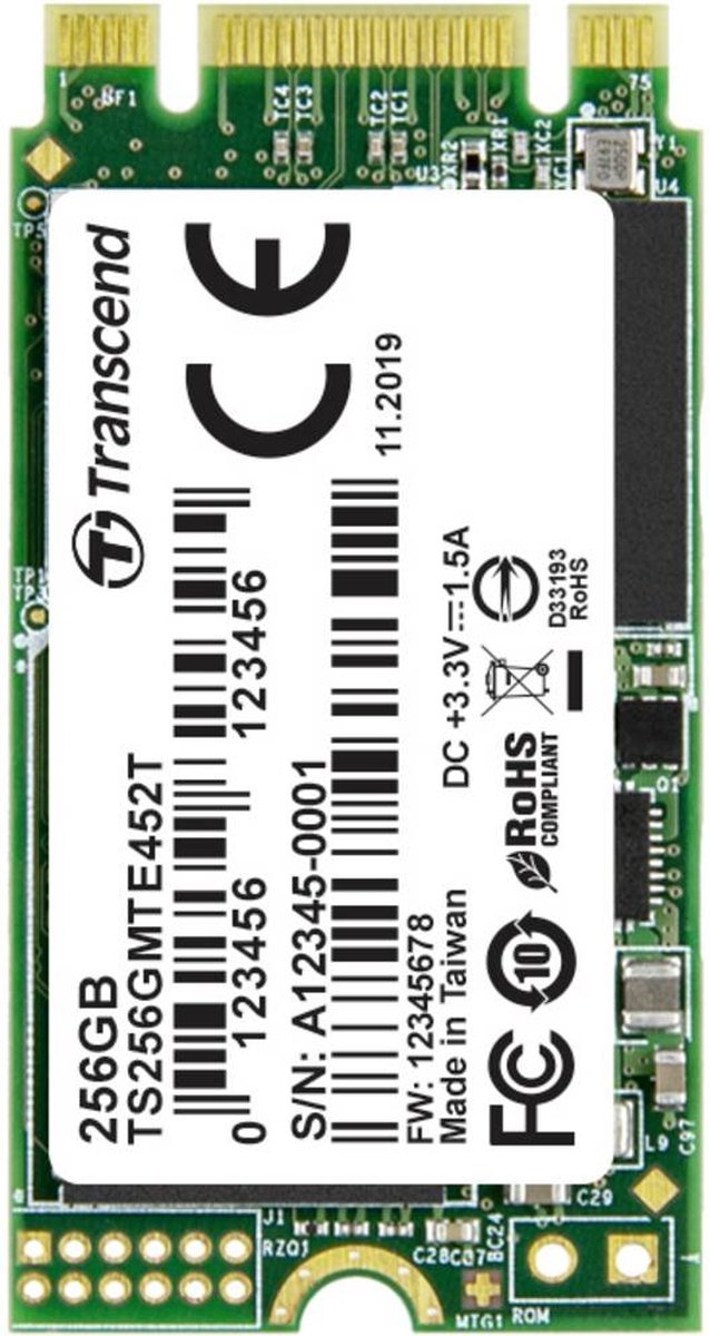 Transcend Transcend Mte452T 256 Gb Nvme/Pcie M.2 Ssd 2242 Harde Schijf M.2 Nvme Pcie 3.0 X2 Industrial Ts256Gmte452T