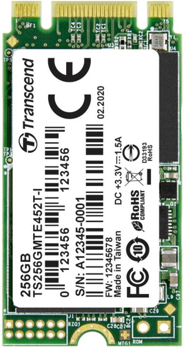Transcend Transcend Mte452T-I – 256 Gb Nvme/Pcie M.2 Ssd 2242 – Pcie Nvme 3.0 X2 Industrial