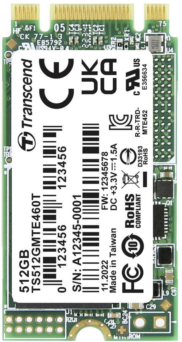 Transcend Transcend Mte460T 512 Gb Nvme/Pcie M.2 Ssd 2242 Harde Schijf Pcie Nvme 3.0 X2 Industrial Ts512Gmte460T