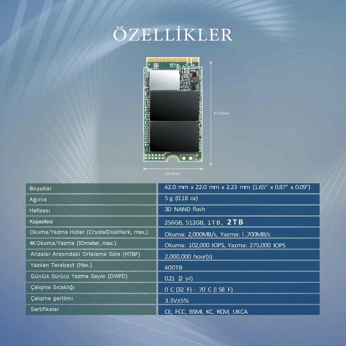 Transcend Mts400S 2 Tb Pcie M.2 Ssd Harde Schijf Pcie Nvme 3.0 X4 Retail opslag - afbeelding 3