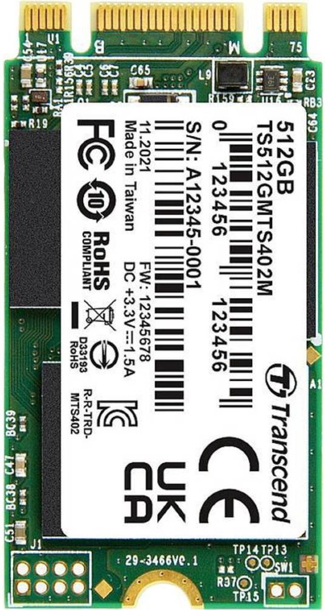 Transcend Transcend Mts402M 256 Gb Nvme/Pcie M.2 Ssd 2242 Harde Schijf Sata Iii Industrial Ts256Gmts402M