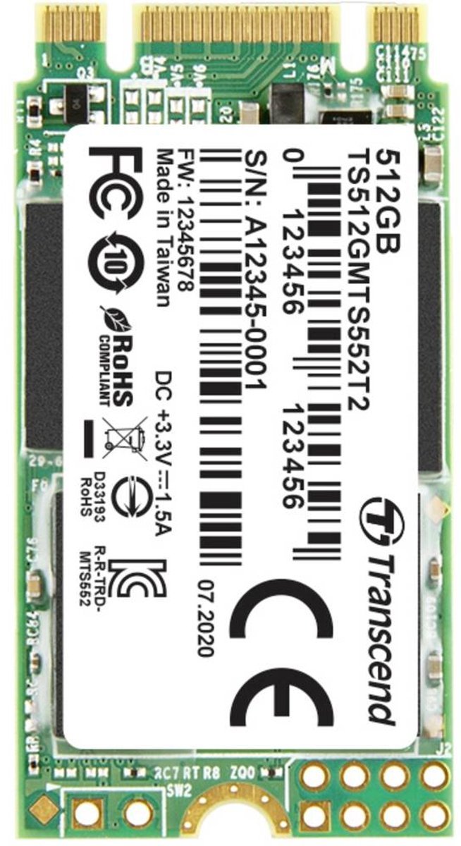 Transcend Transcend Mts552T2 – 512 Gb Nvme/Pcie M.2 Ssd 2242 Harde Schijf – Sata 6 Gb/S Industrial Ts512Gmts552T2