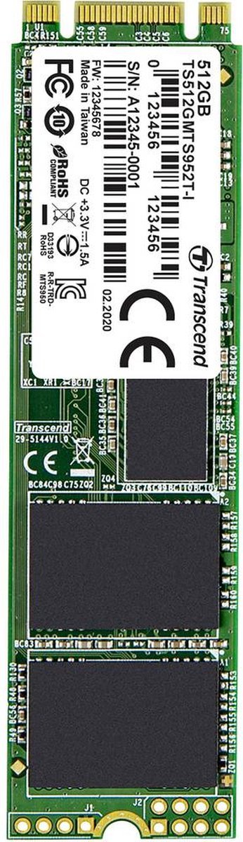 Transcend Transcend Mts952T-I 512 Gb Nvme/Pcie M.2 Ssd 2280 Harde Schijf Sata 6 Gb/S Industrial Ts512Gmts952T-I