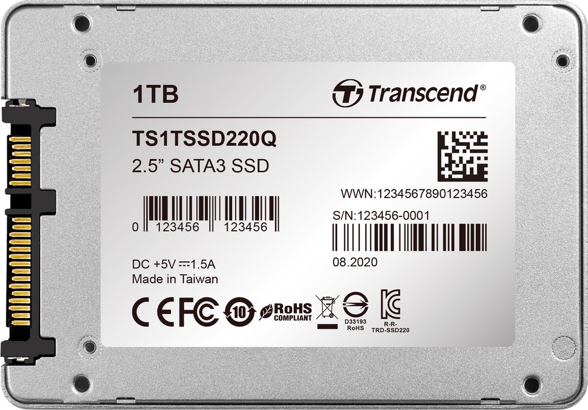 Transcend Ssd220Q 1 Tb Ssd Harde Schijf (2.5 Inch) Sata 6 Gb/S Retail opslag - afbeelding 3