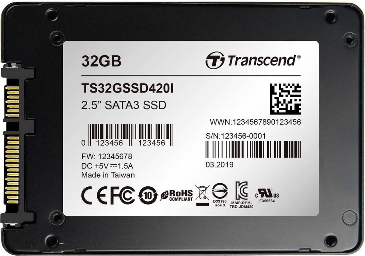 Transcend Ssd420I – 32 Gb Ssd Harde Schijf (2.5 Inch) – Sata 6 Gb/S Industrial opslag - afbeelding 3