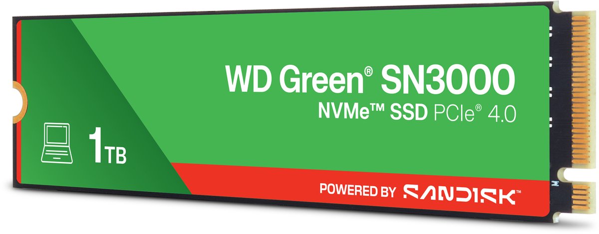 Wd Green Sn3000 1Tb - Ssd M.2 2280 - Pci Express 4.0 X4 - 1 Tb - Nvme - 3D opslag - afbeelding 5