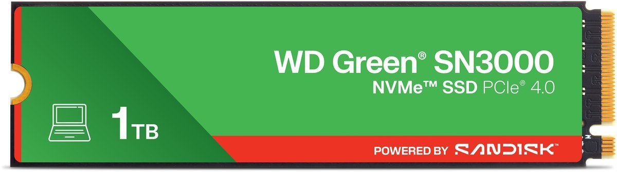 WD Wd Green Sn3000 - Ssd M.2 2280 - Pci Express 4.0 X4 - 1 Tb - Nvme - 3D V-Nand (Qlc)