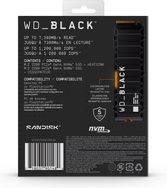 Western digital black sn850x interne ssd met h 218350 3 orig - WD Western Digital Black SN850X 4TB SSD