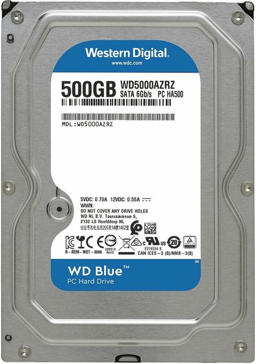 Western digital blue interne harde schijf 3 5 1002586 4 orig - Western Digital Blue 500GB 3.5" SATA Hard Drive