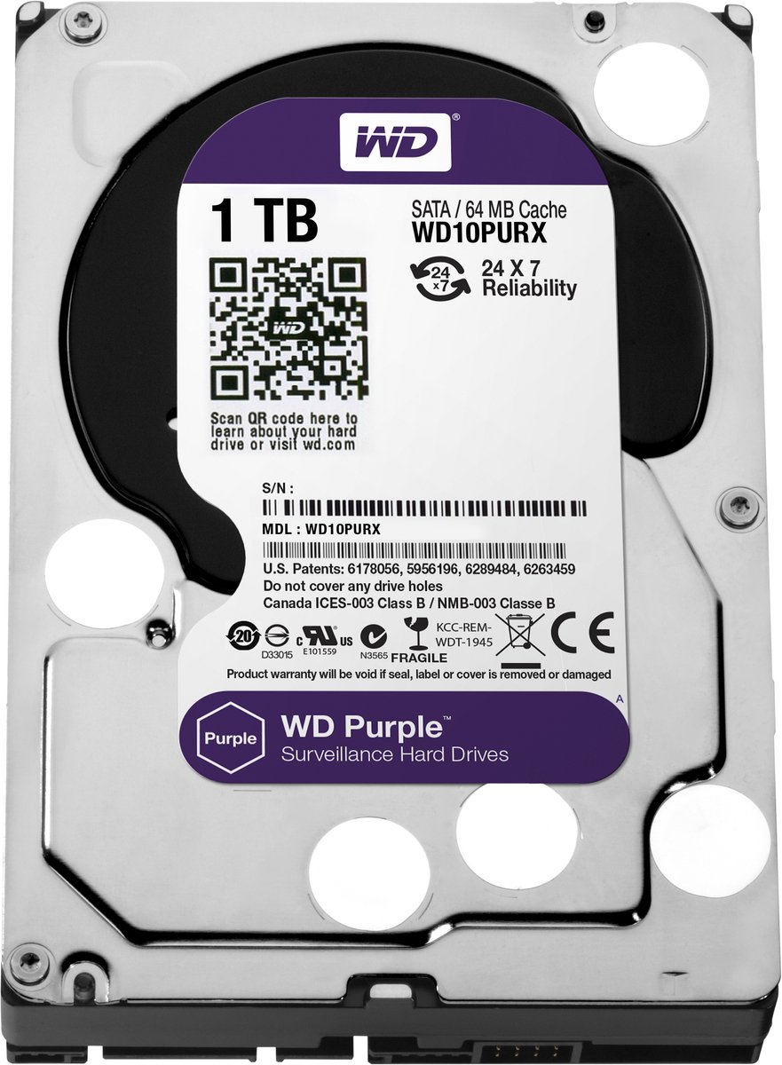 Western digital purple interne harde schijf 1 2810905 4 orig - Western Digital Purple 1TB 3.5" SATA Harde Schijf