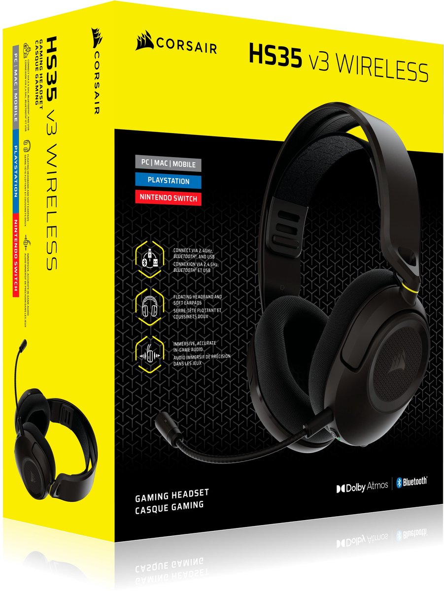 Corsair hs35 stereo v3 koptelefoon dra 3 orig - Corsair Hs35 Stereo V3 Headset (zwart)