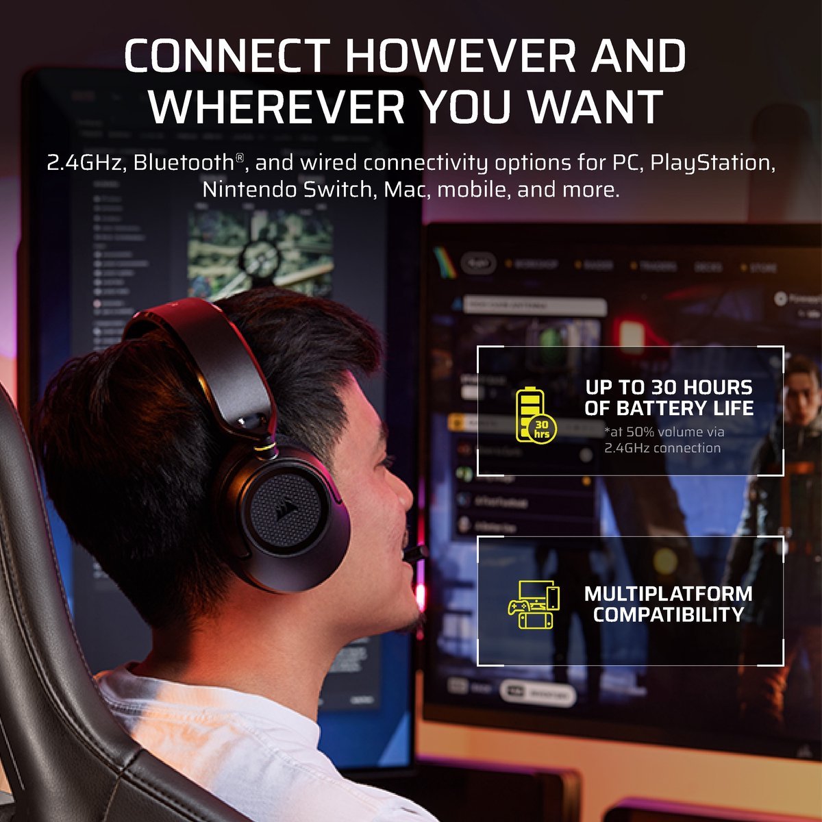 Corsair Hs35 Stereo V3 Koptelefoon - Draadloos headset