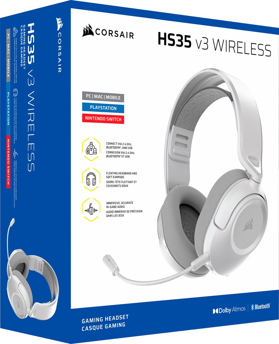 Corsair hs35 v3 draadloze headset play 4 orig - Corsair Hs35 V3 Headset (wit)