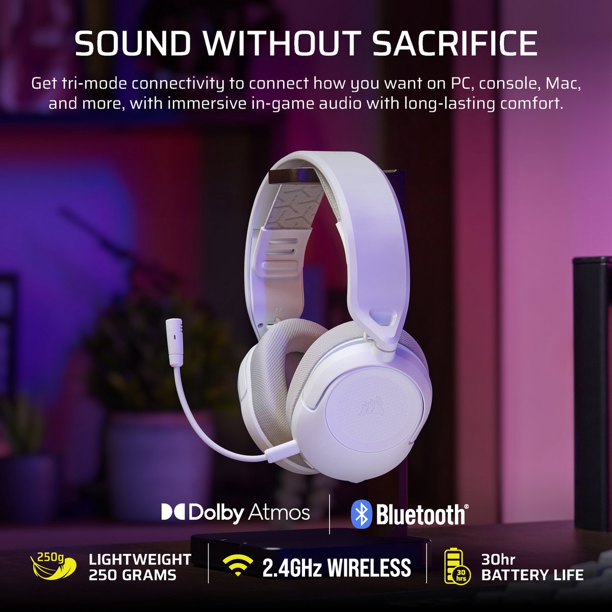 Corsair hs35 v3 draadloze headset play 9 orig - Corsair Hs35 V3 Headset (wit)
