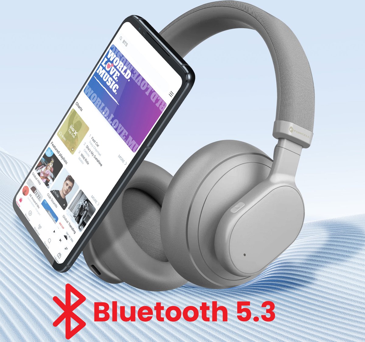 Forcell f audio touch beat draadloze k 8855638 10 orig - Forcell F-Audio Touch Beat Draadloze Over-Ear Headset (grijs)