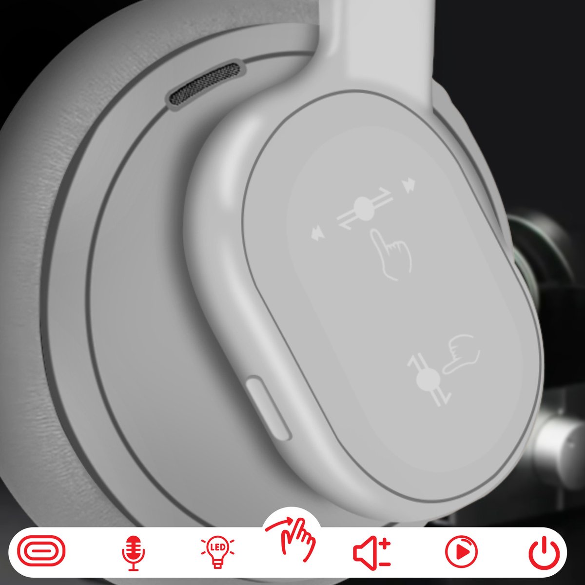 Forcell f audio touch beat draadloze k 8855638 5 orig - Forcell F-Audio Touch Beat Draadloze Over-Ear Headset (grijs)