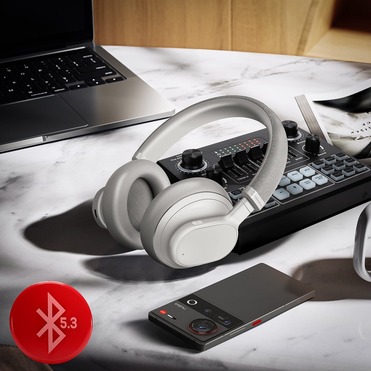 Forcell f audio touch beat draadloze k 8855638 9 orig - Forcell F-Audio Touch Beat Draadloze Over-Ear Headset (grijs)