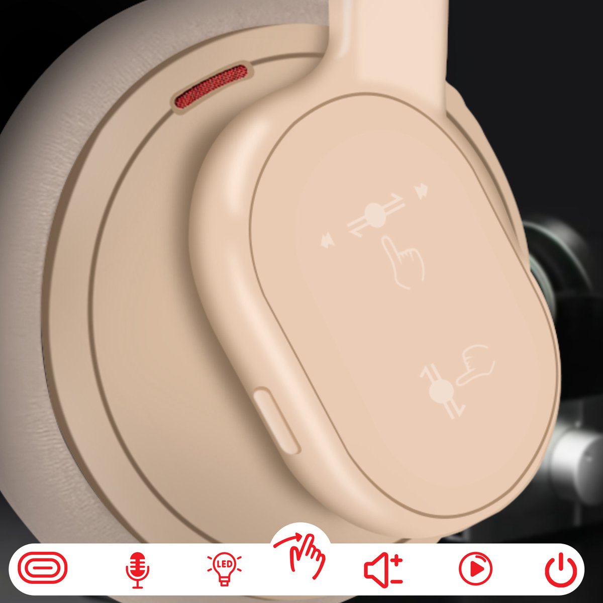 Forcell f audio touch beat draadloze k 8855639 2 orig - Forcell F-Audio Touch Beat Draadloze Over-Ear Headset (bruin)