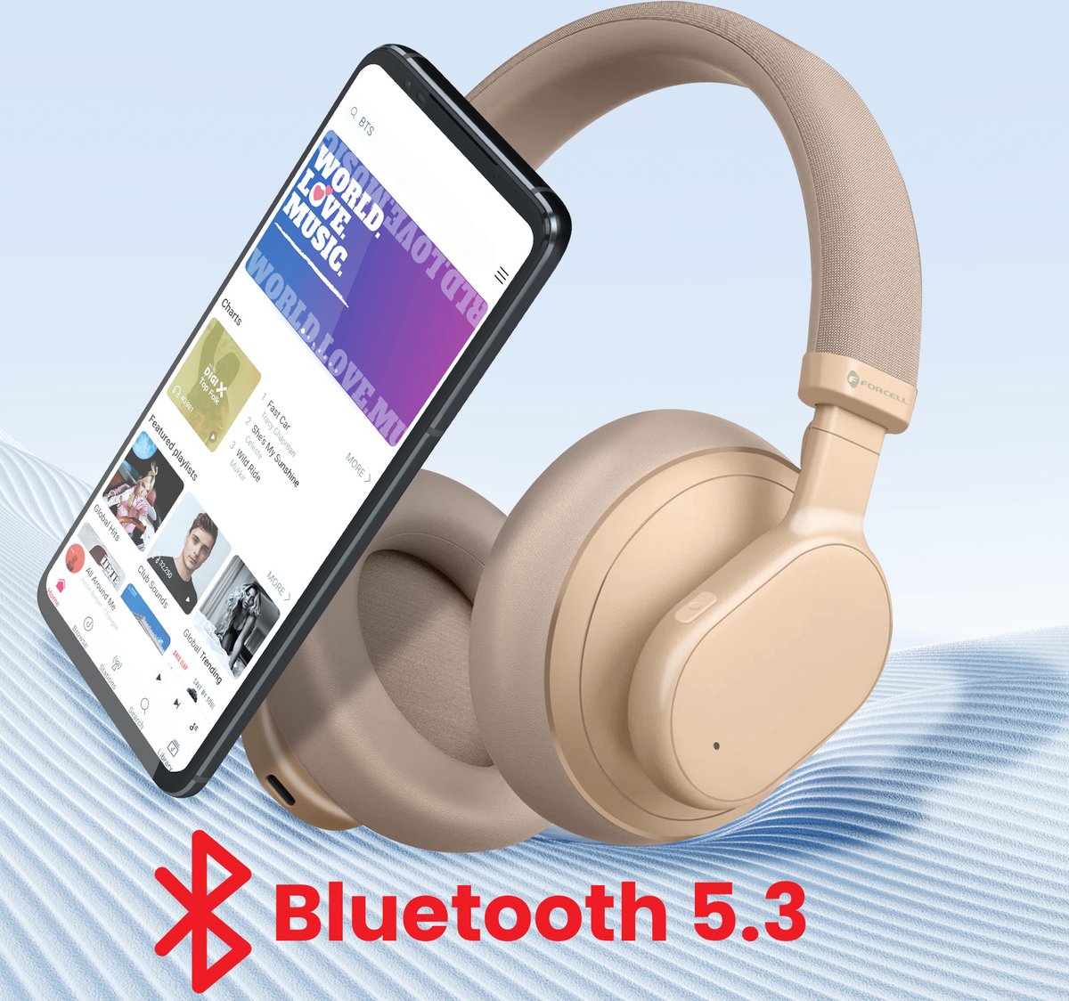 Forcell f audio touch beat draadloze k 8855639 4 orig - Forcell F-Audio Touch Beat Draadloze Over-Ear Headset (bruin)