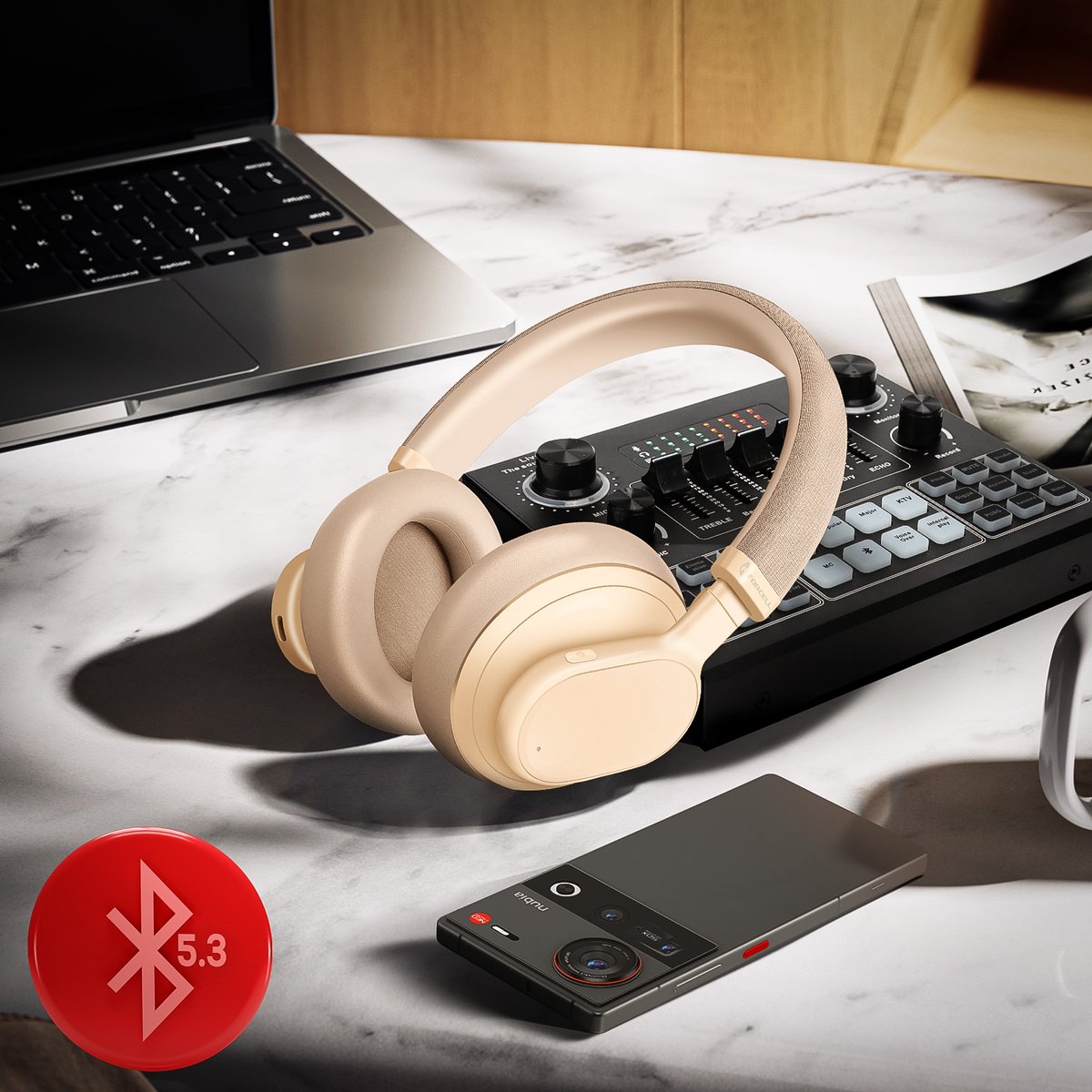 Forcell f audio touch beat draadloze k 8855639 6 orig - Forcell F-Audio Touch Beat Draadloze Over-Ear Headset (bruin)