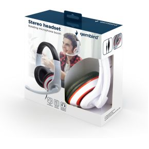 MHS-03 Stereo Headset Zwart/Rood/Wit - afbeelding 5
