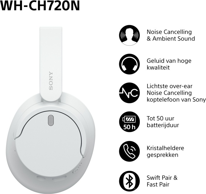 Sony wh ch720n draadloze over ear k 774343 3 orig - Sony WH-CH720 Draadloos Wit