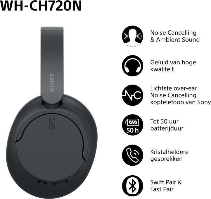 Sony wh ch720n draadloze over ear k 774599 4 orig - Sony WH-CH720N Draadloos Zwart
