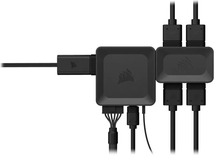 Corsair icue link 4 way splitter 4 orig - Corsair CX-9070015-WW Fansplitter (zwart)