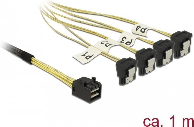Delock 85685 kabel mini sas hd sff 3 orig - DeLock 85685 100 cm SATA-kabel (zwart)