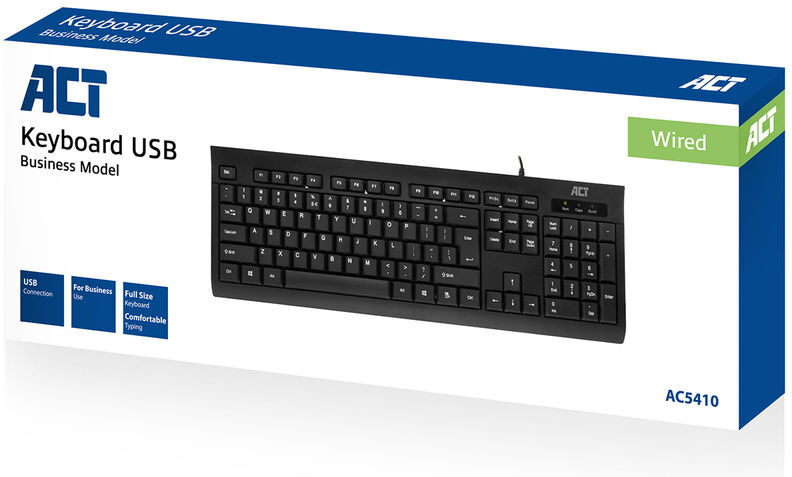 Act business toetsenbord bedraad u 2 orig - ACT AC5410 104-toetsen QWERTY US USB Business Toetsenbord