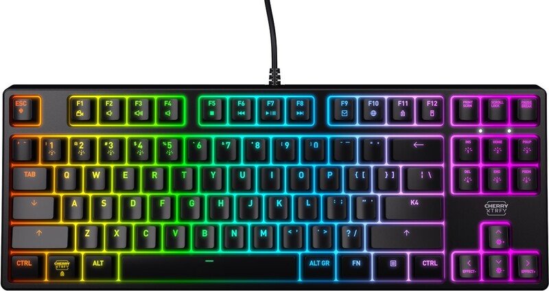 Cherry k4v2 tkl toetsenbord gamen usb 775812 - Cherry XTRFY K4V2 TKL Zwart Mechanisch Gaming Toetsenbord