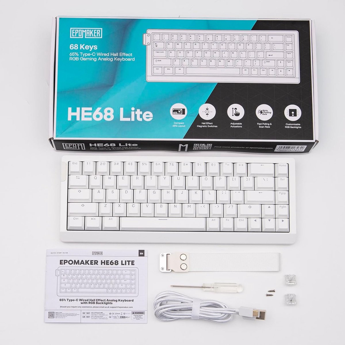 Epomaker he68 lite hall effect 8000hz m 6529178 2 orig - EPOMAKER He68 Lite Toetsenbord (wit)