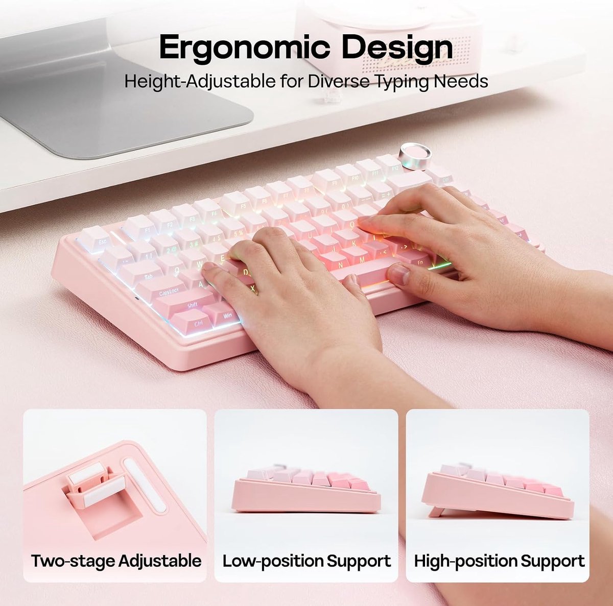 Epomaker x aula f75 roze mechanisch dra 5 orig - EPOMAKER X Aula F75 Toetsenbord (roze)