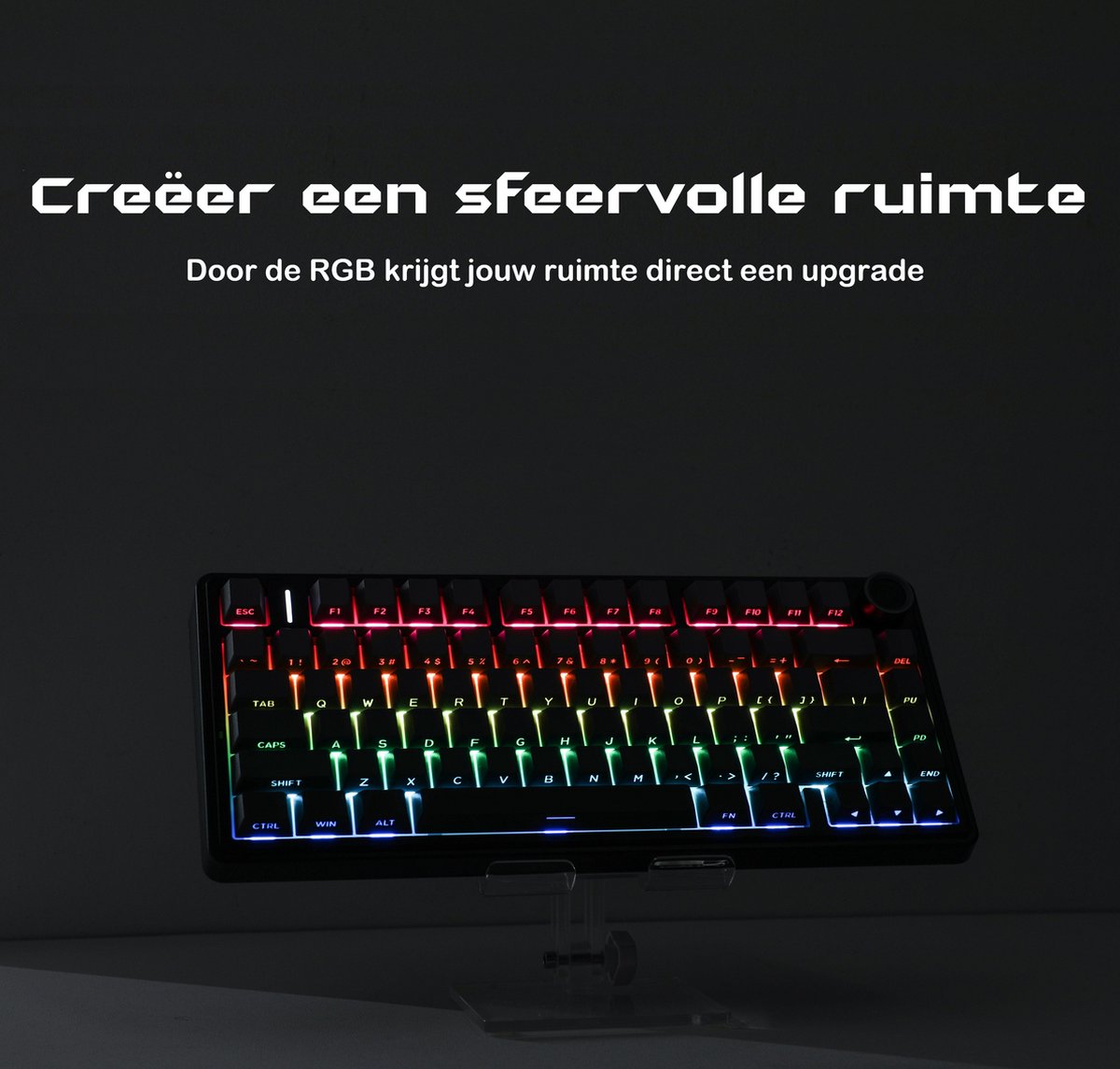 Epomaker x aula f75 zwart grijs mechani 2 orig - EPOMAKER X Aula F75 Toetsenbord (zwart)