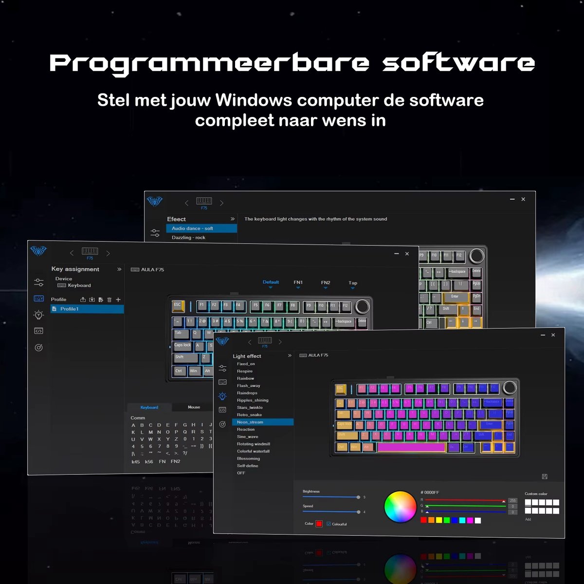 Epomaker x aula f75 zwart grijs mechani 4 orig - EPOMAKER X Aula F75 Toetsenbord (zwart)