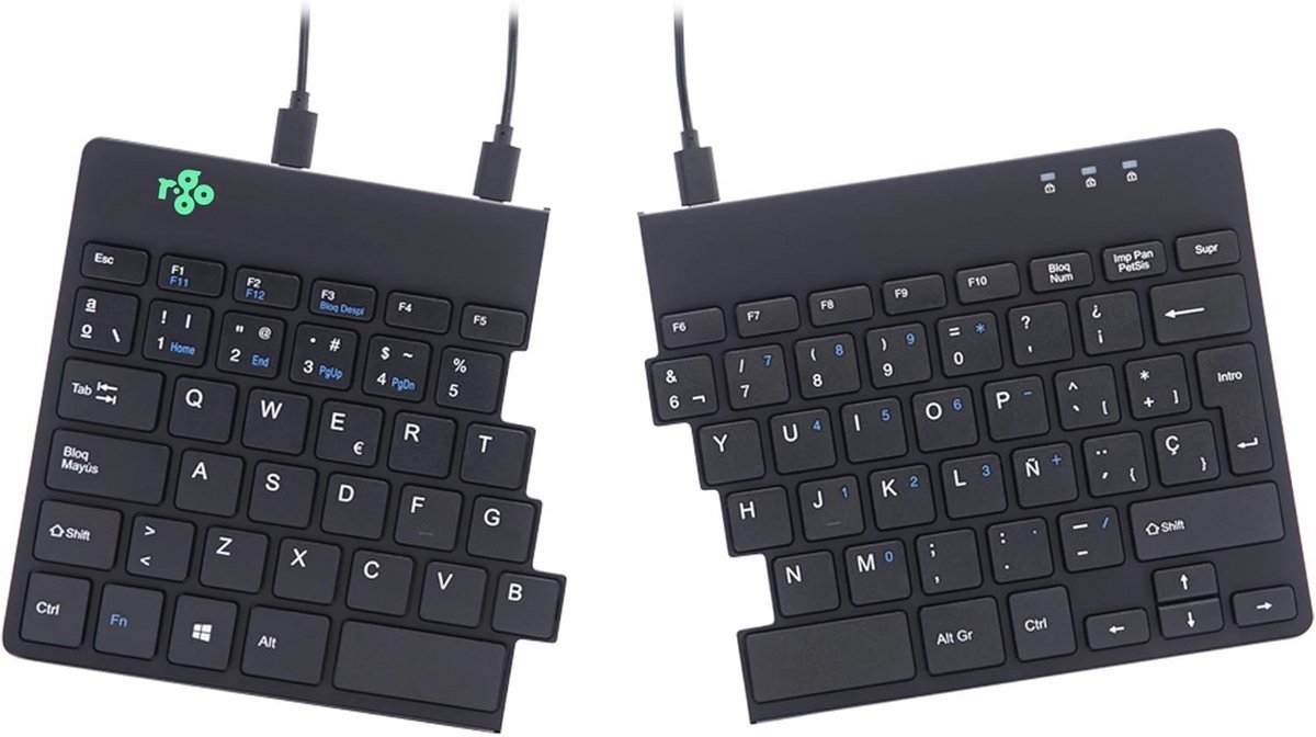 Ergonomisch gesplitst toetsenbord met pauz