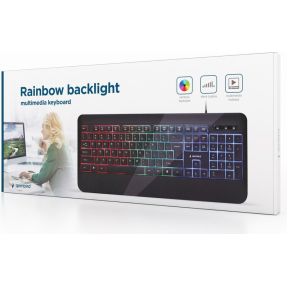 KB-UML-03 Rainbow Backlit Multimedia Toetsenbord USB Zwart - afbeelding 5