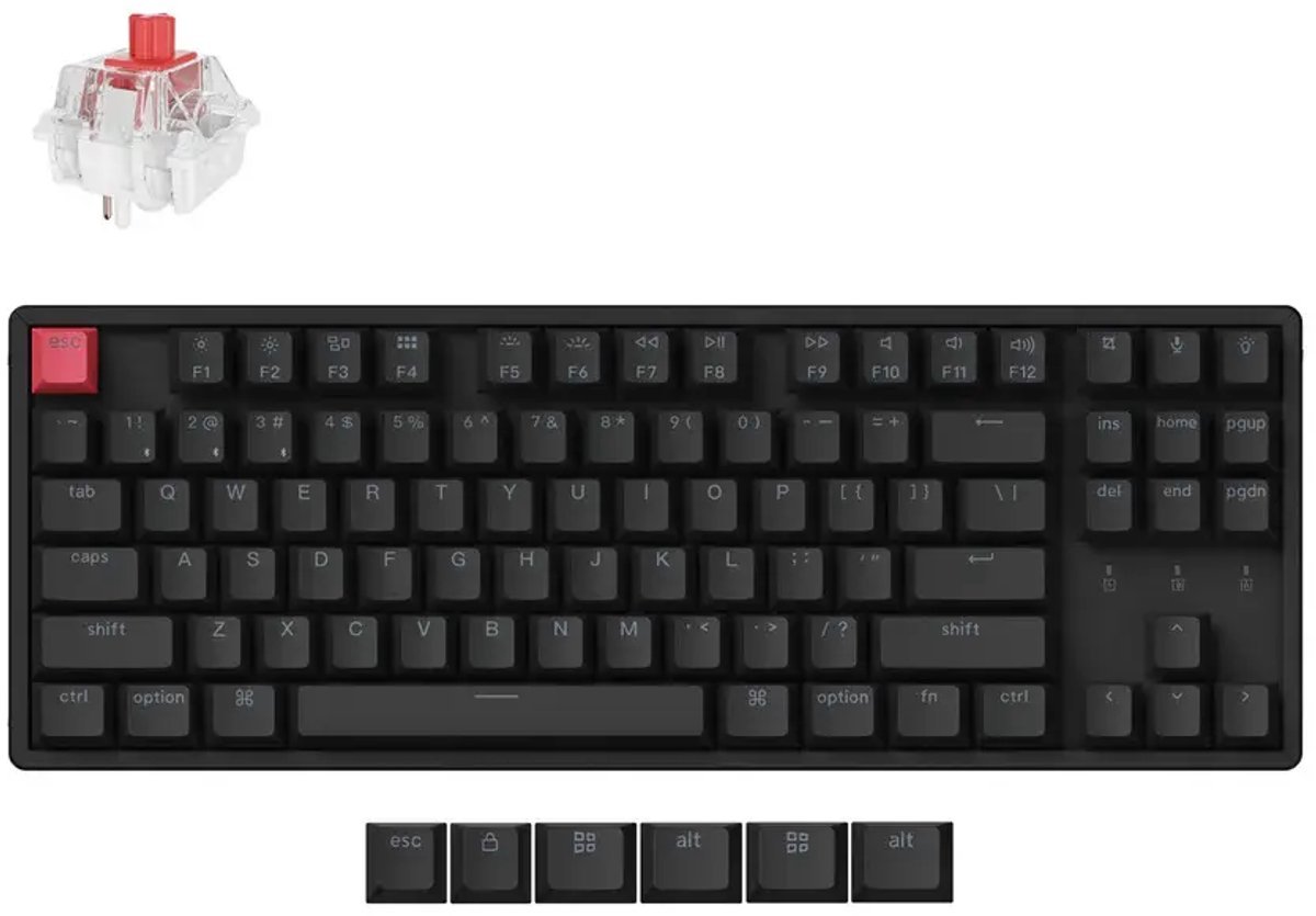 K8 QMK V2 Red Switch TKL Toetsenbord (Black)