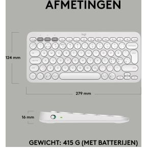 K380s Pebble Keys 2 toetsenbord Draadloos Wit Toetsenbord - afbeelding 7
