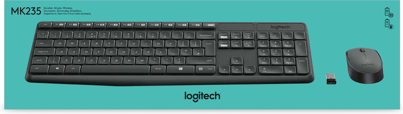 Logitech mk235 azerty 7 orig - Logitech 920-007907 Toetsenbord (grijs)
